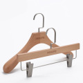 Beech wooden clothes pants hanger with clips skirts hanger for display